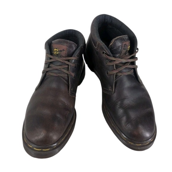 Dr Doc Martens Boots 8057 Chukka Ms 7 Brown Greasy Leather 3-Eye England Vtg 90s